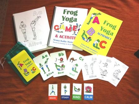 Kids Yoga Teacher Training Package All the resources of the Yoga Literacy Certificate including colour yoga alphabet book, colour yoga alphabet flash cards, black and white colouring books and flash cards, and yoga stickers
