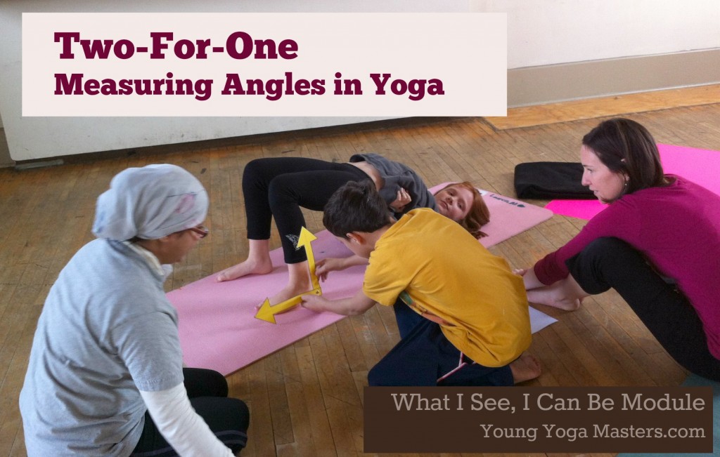 measuring the angle of the ankle in a yoga pose in kids yoga