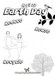 Earth Day parnter yoga coloring page for kids yoga 