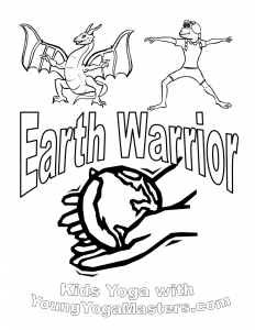 Earth Day Warrior Printable Colouring Page for Kids Yoga