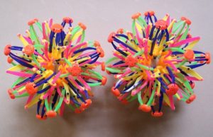 pictures of the Breathing ball, and expanding ball that is also known as a Hoberman sphere