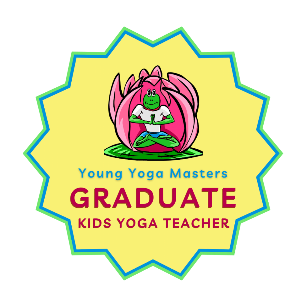 a star shaped seal for the certificate that says graduate of the young yoga masters kids yoga teacher training