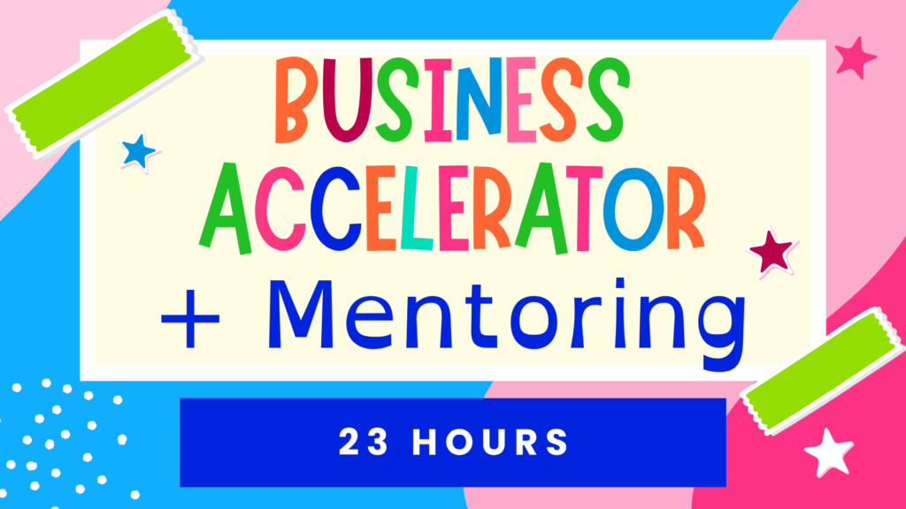 Decorative Text: Business Accelerator and Mentoring, 23 Hours